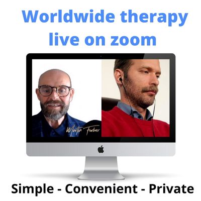 Martin Furber and Model Client on zoom call for hypnotherapy